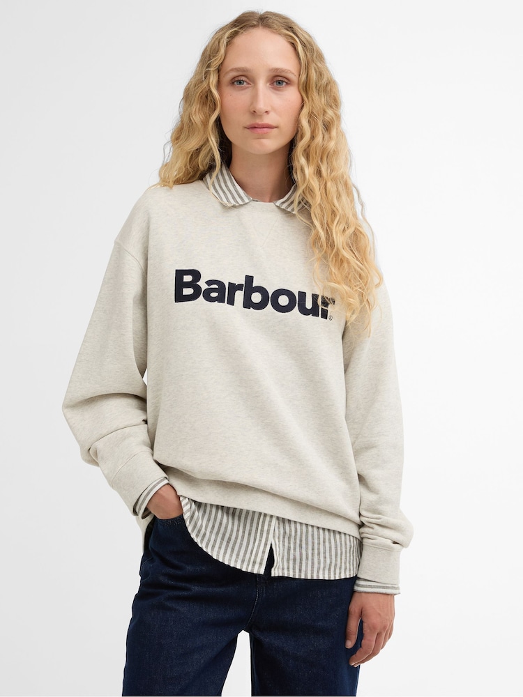 Barbour® White Hartland Crew Sweatshirt - Image 1 of 7 Barbour® White Hartland Crew Sweatshirt - Image 1 of 7