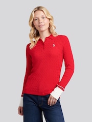 U.S. Polo Assn. Red Fine Cable Knit Polo Shirt - Image 1 of 1