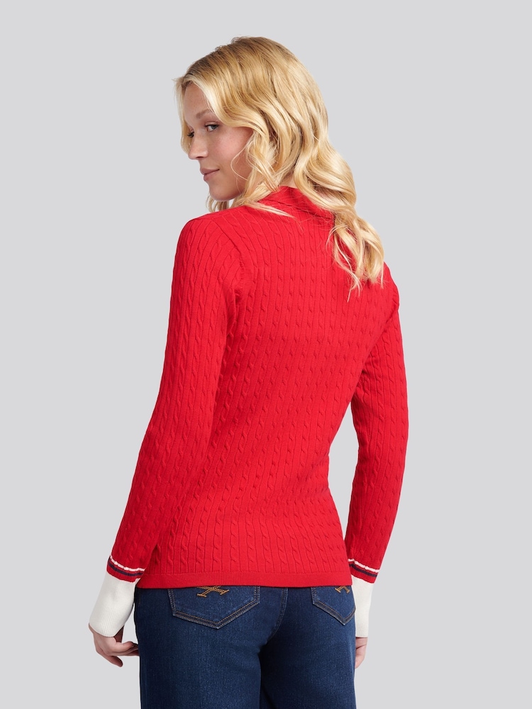 Rot - U.S. Polo Assn. Fine Cable Knit Polo Shirt - Bild 2 von 4