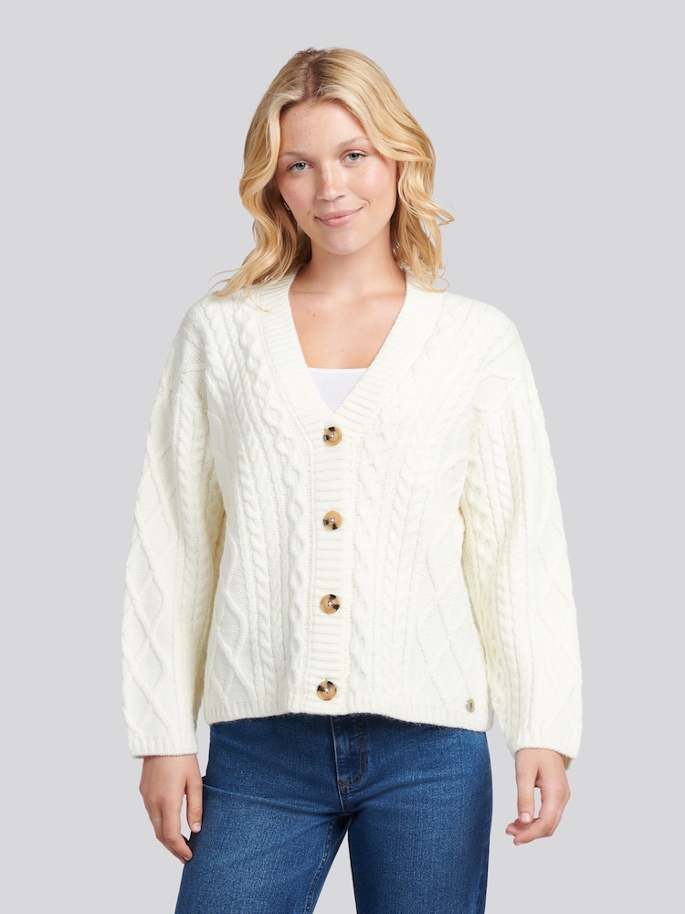 U.S. Polo Assn. White Aran Cable Cardigan - Image 1 of 1