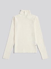 Creme - U.S. Polo Assn. Fine Cable Roll Neck Jumper - Bild 6 von 8