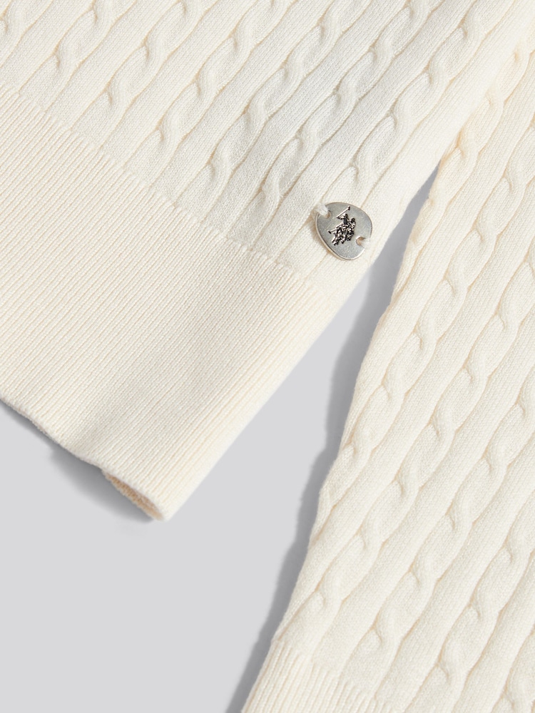 U.S. Polo Assn. Cream Fine Cable Roll Neck Jumper - Image 8 of 8 U.S. Polo Assn. Cream Fine Cable Roll Neck Jumper - Image 8 of 8