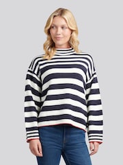 U.S. Polo Assn. White Textured Stripe Mock Neck Jumper - Image 1 of 1