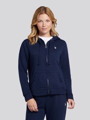 أزرق - U.S. Polo Assn. Womens Double Horsemen Zip Through Sweatshirt - صورة 1 من 7