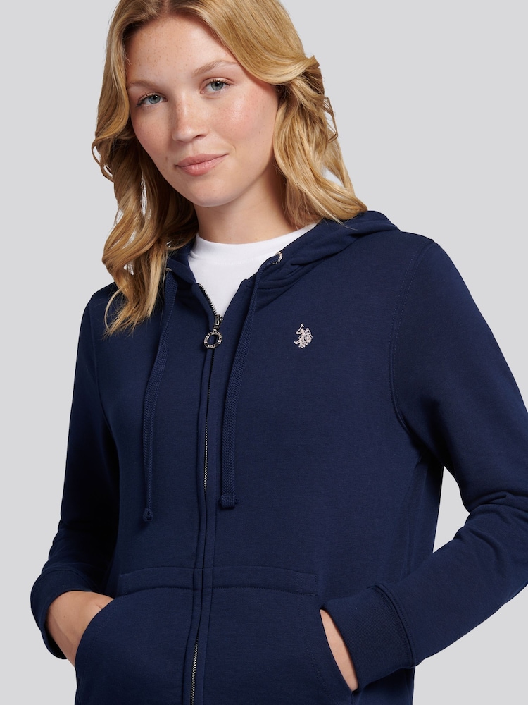 أزرق - U.S. Polo Assn. Womens Double Horsemen Zip Through Sweatshirt - صورة 2 من 7