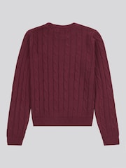 U.S. Polo Assn. Brown Womens Crew Neck Cable Knit Pink Jumper - Image 6 of 7
