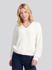 U.S. Polo Assn. White Braid Cable Cricket Jumper - Image 1 of 1