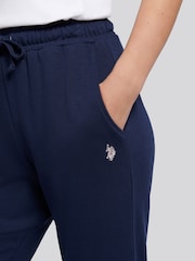 أزرق - بنطلون رياضي نسائي بحافة مطوية مزين برسمة فارسين من U.S. Polo Assn. - صورة 4 من 7