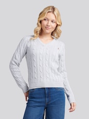 U.S. Polo Assn. Grey V-Neck Cable Jumper - Image 1 of 1