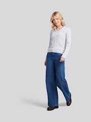U.S. Polo Assn. Grey V-Neck Cable Jumper - Image 3 of 4