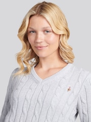 U.S. Polo Assn. Grey V-Neck Cable Jumper - Image 4 of 4