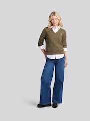 U.S. Polo Assn. Green V-Neck Cable Jumper - Image 2 of 8