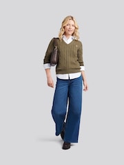 U.S. Polo Assn. Green V-Neck Cable Jumper - Image 4 of 8