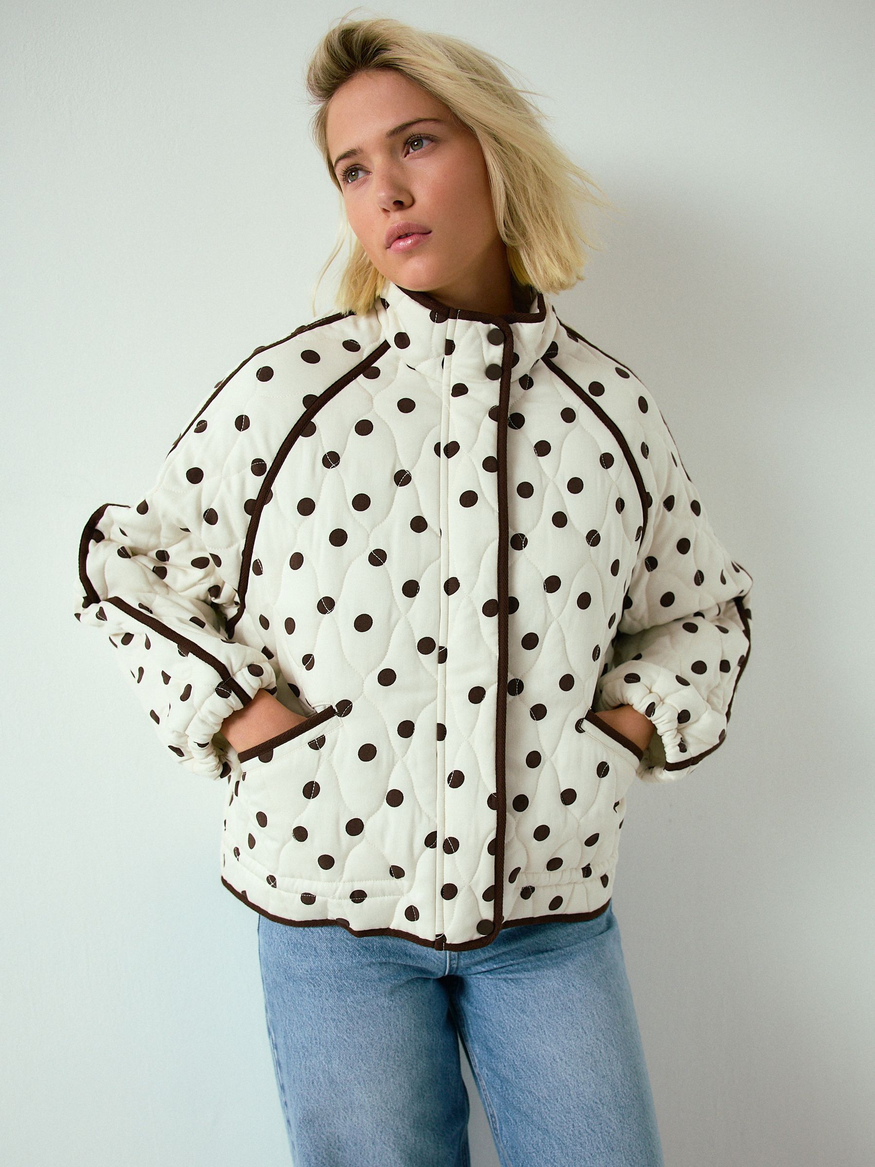 Buy Brown/White Quilted Funnel Neck Jacket from Next South Africa