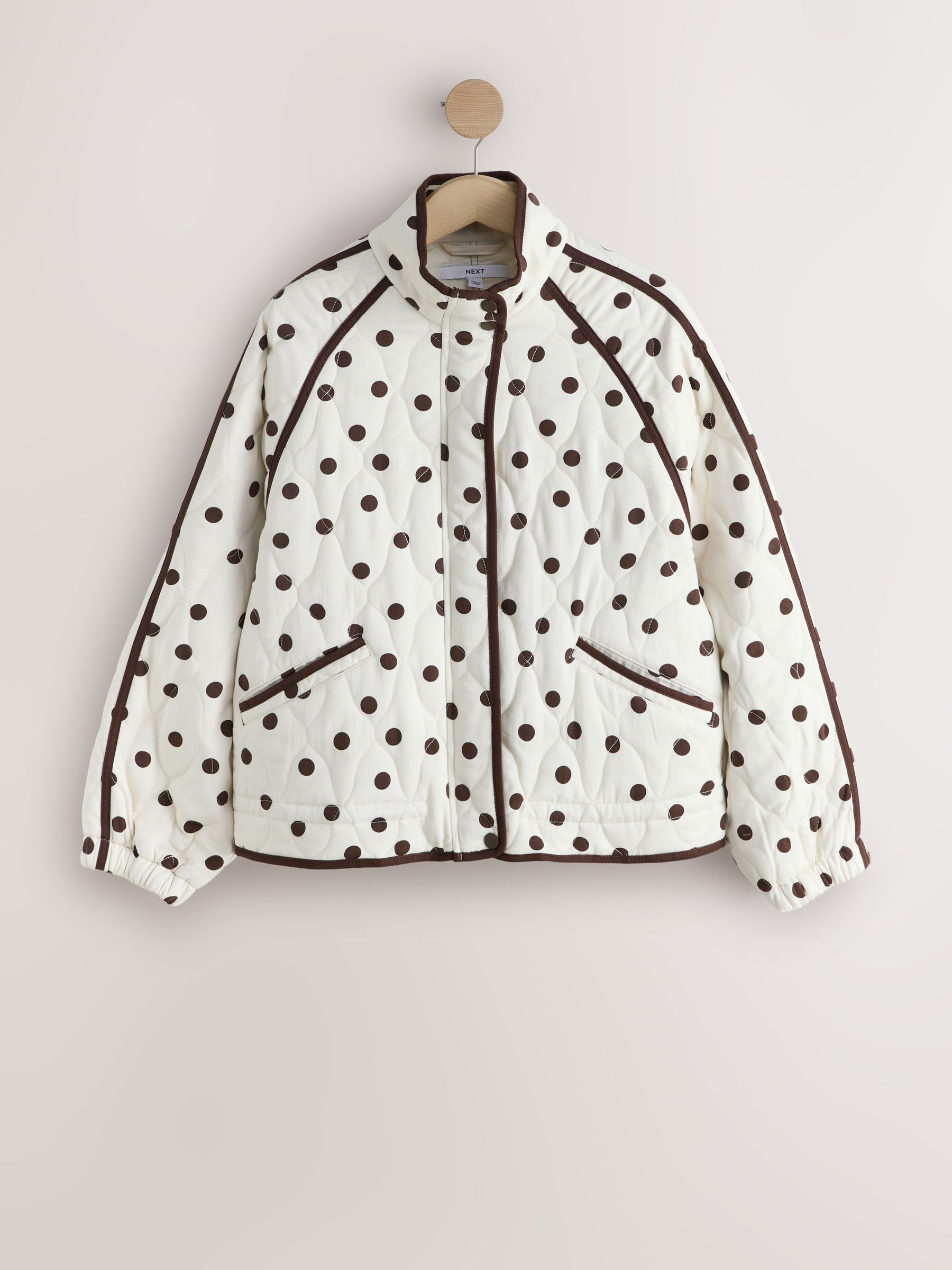Buy Brown/White Quilted Funnel Neck Jacket from Next Kazakhstan