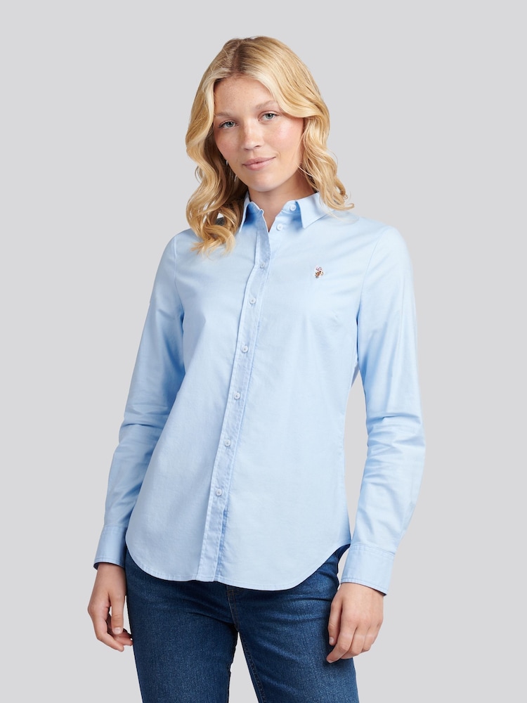 U.S. Polo Assn. Blue Stretch Classic Fit Oxford Shirt - Image 1 of 10