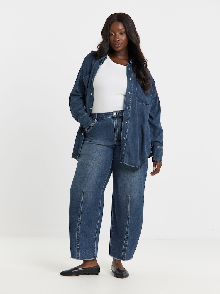 Simply Be Blue Lightweight Oversized Shirt - Image 1 of 4