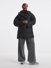 Simply Be Black Mid Line Padded Coat - Image 1 of 4