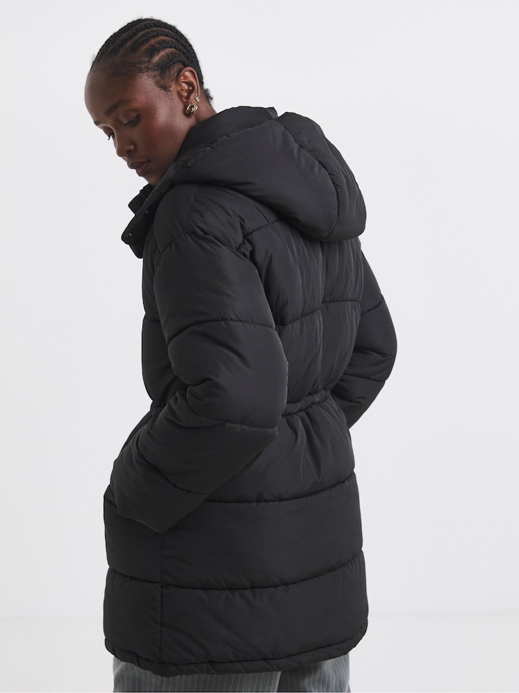 Simply Be Black Mid Line Padded Coat - Image 2 of 4