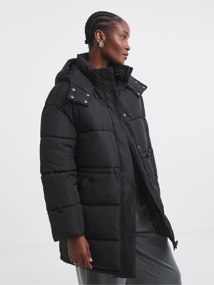 Simply Be Black Mid Line Padded Coat - Image 4 of 4