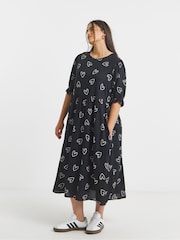 Simply Be Black A Line Midi Dress - Image 1 of 4