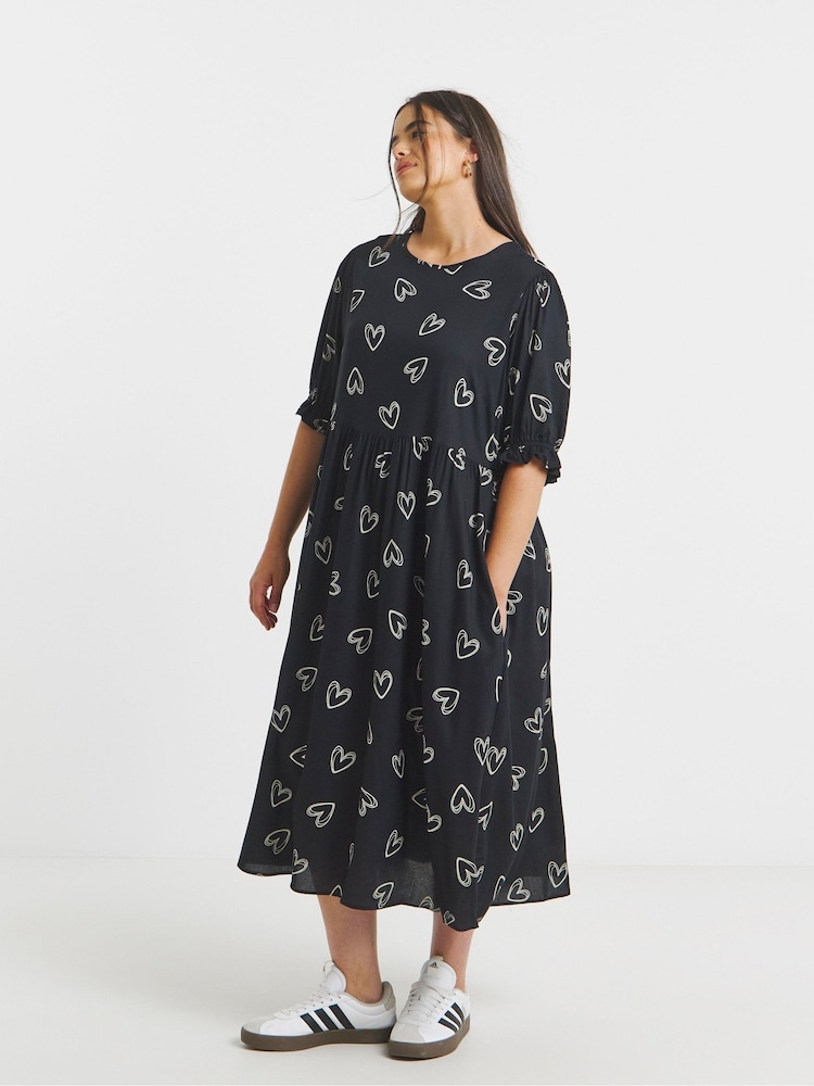 Simply Be Black A Line Midi Dress - Image 1 of 4 Simply Be Black A Line Midi Dress - Image 1 of 4