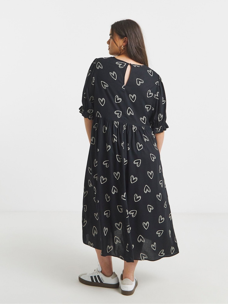 Simply Be Black A Line Midi Dress - Image 2 of 4 Simply Be Black A Line Midi Dress - Image 2 of 4