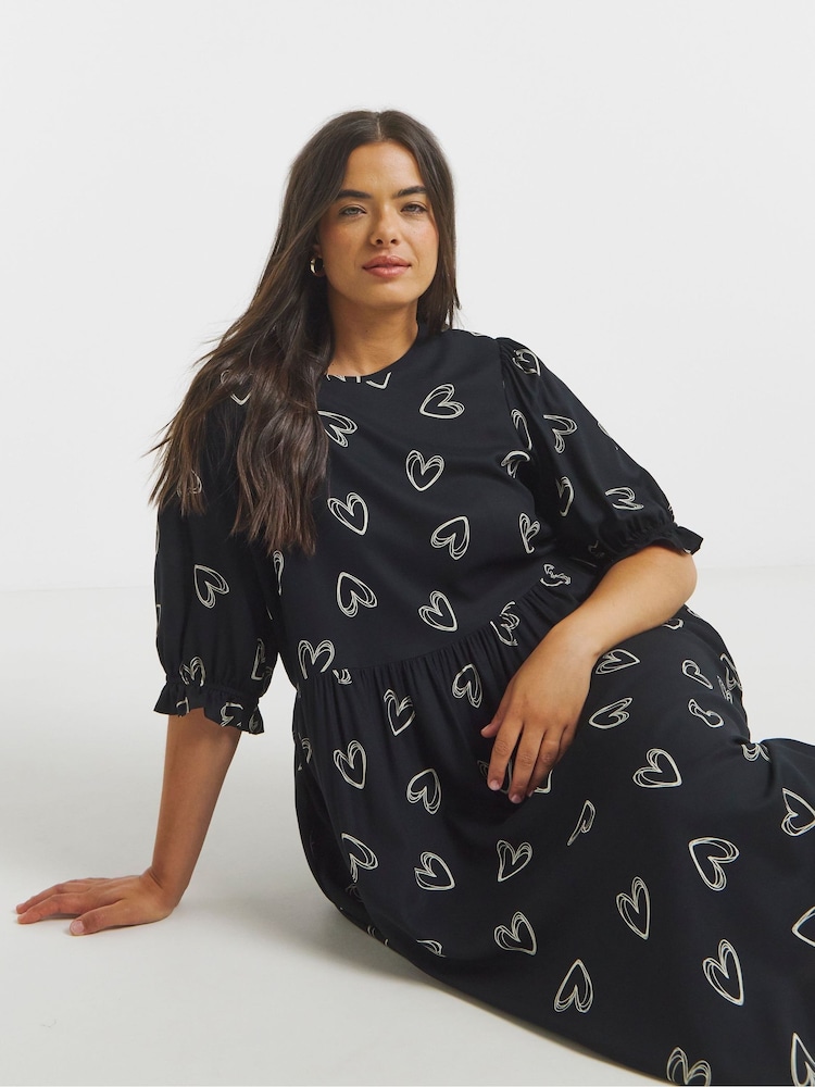 Simply Be Black A Line Midi Dress - Image 4 of 4 Simply Be Black A Line Midi Dress - Image 4 of 4