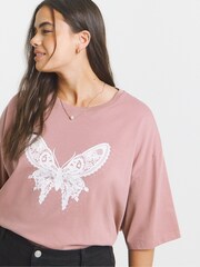 Simply Be Pink Oversized Graphic T-Shirts 2 Pack - Image 5 of 6