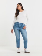Simply Be Blue Authentic Finish Ankle Grazer Jeans - Image 4 of 4