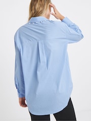 Simply Be Blue Stripe Shirt With Pearl Trim - Image 2 of 4