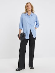 Simply Be Blue Stripe Shirt With Pearl Trim - Image 4 of 4
