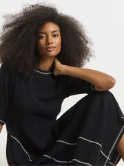 Simply Be Black Contrast Seam Waist Detail Midi Dress - Image 4 of 4