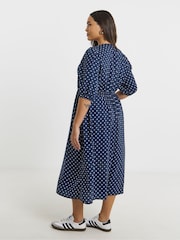 Simply Be Blue Button Through Midi Dress - Image 2 of 4