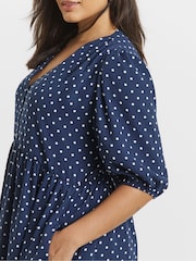 Simply Be Blue Button Through Midi Dress - Image 3 of 4