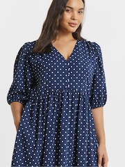 Simply Be Blue Button Through Midi Dress - Image 4 of 4