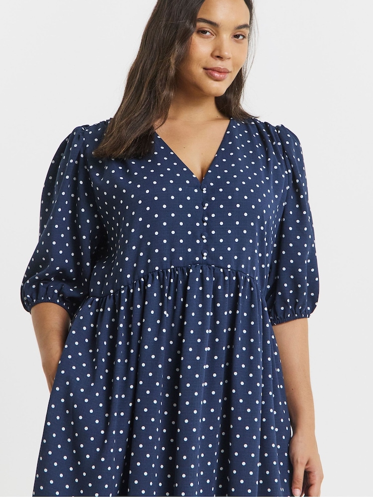 Simply Be Blue Button Through Midi Dress - Image 4 of 4 Simply Be Blue Button Through Midi Dress - Image 4 of 4