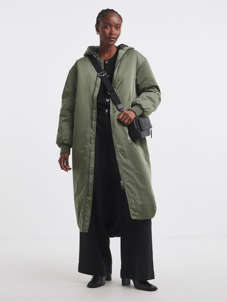 Simply Be Green Hooded Longline Bomber - Image 1 of 5