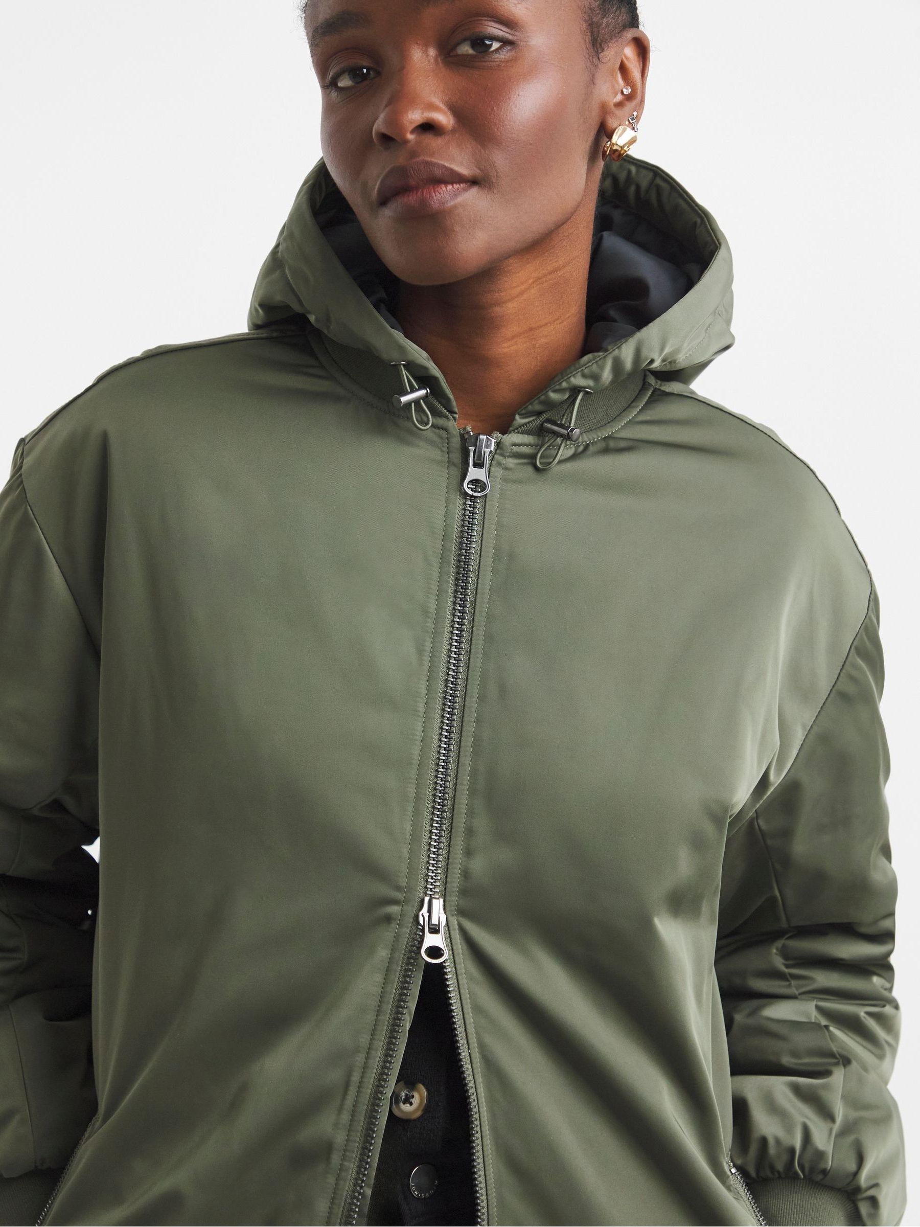 Buy Simply Be Green Hooded Longline Bomber Coat from Next Canada