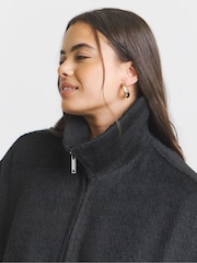 Simply Be Black Seam Detail Faux Wool Bomber Jacket - Image 3 of 4