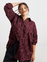 Simply Be Purple Textured Oversized Shirt - Image 1 of 4