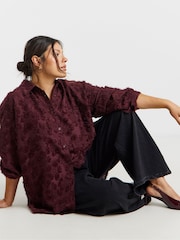 Simply Be Purple Textured Oversized Shirt - Image 3 of 4