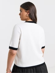Simply Be White Contrast Short Sleeve Cardigan - Image 3 of 5