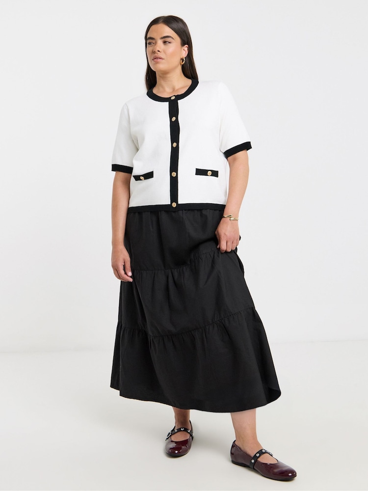 Simply Be White Contrast Short Sleeve Cardigan - Image 5 of 5 Simply Be White Contrast Short Sleeve Cardigan - Image 5 of 5