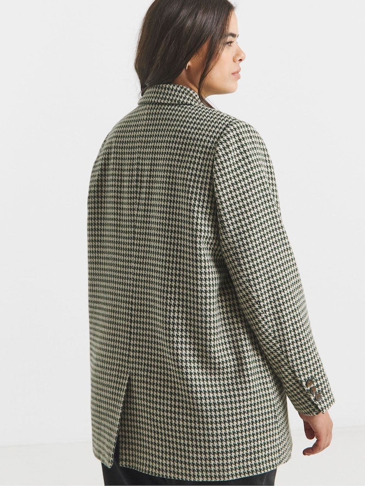 Simply Be Brown Houndstooth Single Breasted Blazer - Image 2 of 4 Simply Be Brown Houndstooth Single Breasted Blazer - Image 2 of 4
