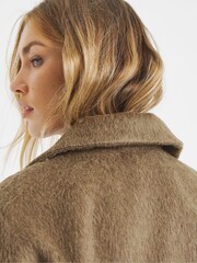 Simply Be Natural Seam Detail Faux Wool Bomber Jacket - Image 3 of 4