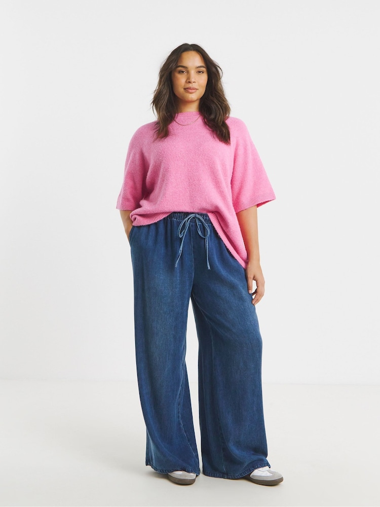 Simply Be Pink Short Sleeve Boxy Knit T-Shirt - Image 4 of 4 Simply Be Pink Short Sleeve Boxy Knit T-Shirt - Image 4 of 4