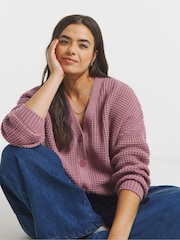 Simply Be Pink Fisherman Boyfriend Cardigan - Image 1 of 4