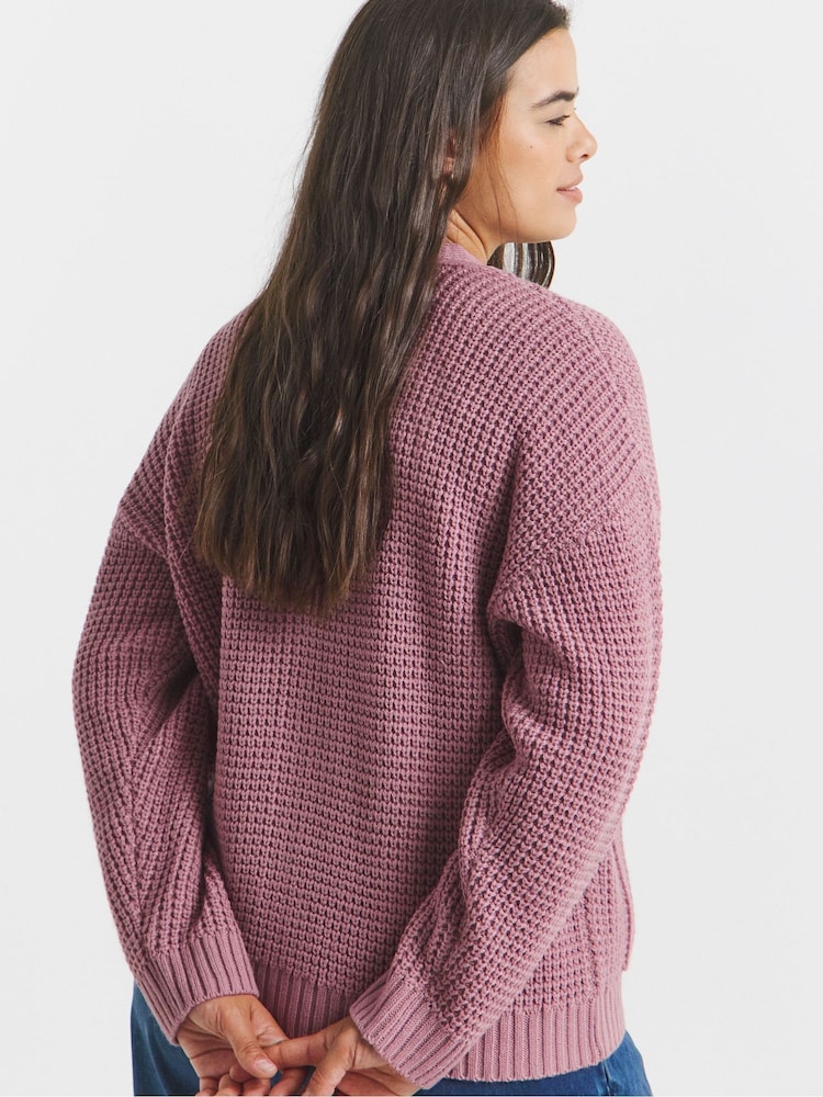 Simply Be Pink Fisherman Boyfriend Cardigan - Image 2 of 4 Simply Be Pink Fisherman Boyfriend Cardigan - Image 2 of 4