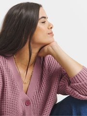 Simply Be Pink Fisherman Boyfriend Cardigan - Image 4 of 4